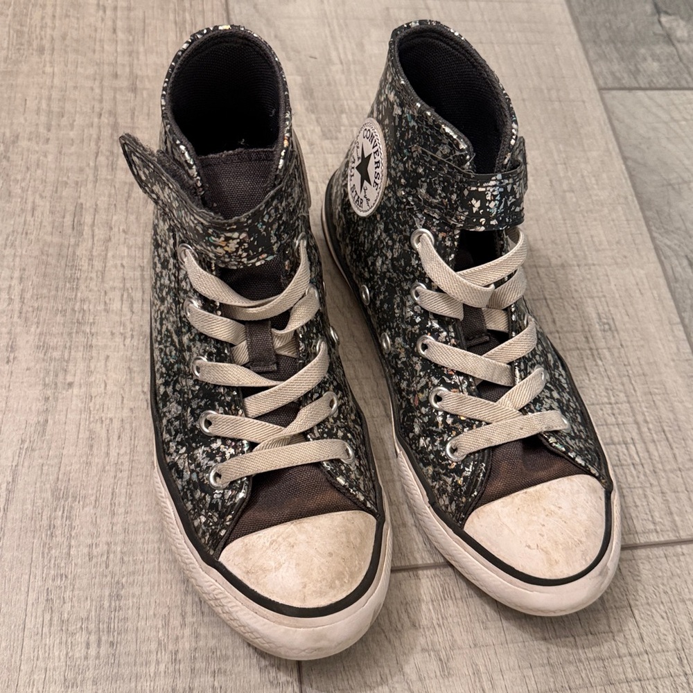 Black and White Glitter High-Top Sneakers Converse All Star Chuck tailors